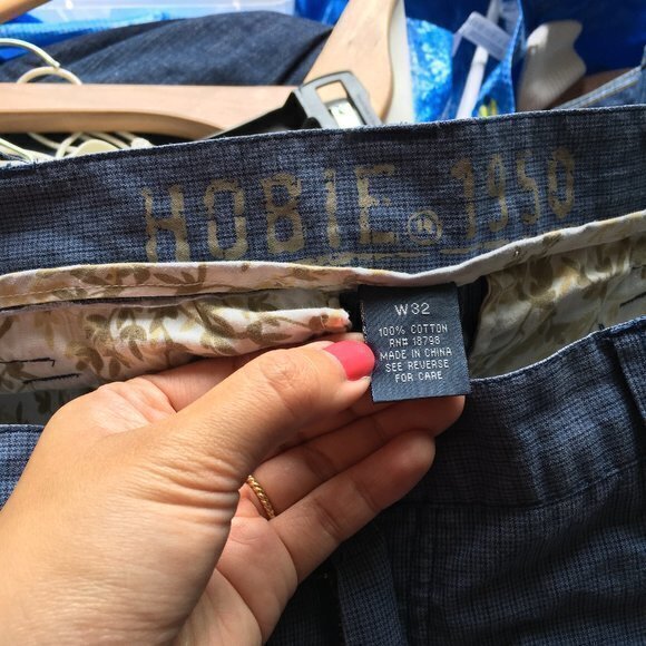 HOBIE 1950 VINTAGE SHORTS PLAID SIZE 32 NAVY BLUE - Picture 4 of 5